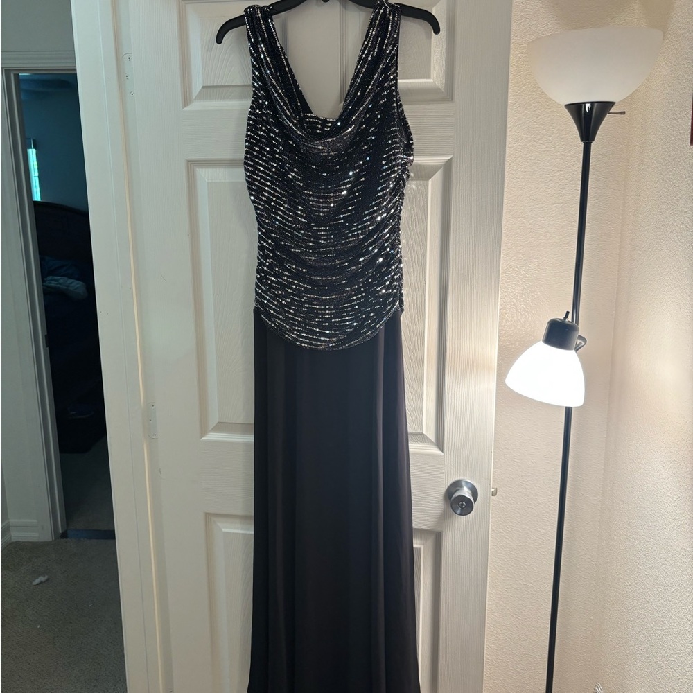 Elegant Black and Silver Maxi Dress